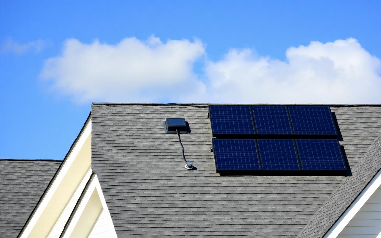 Solar-ready architectural shingles and a smart attic sensor installed on a modern Brick Township roofing project